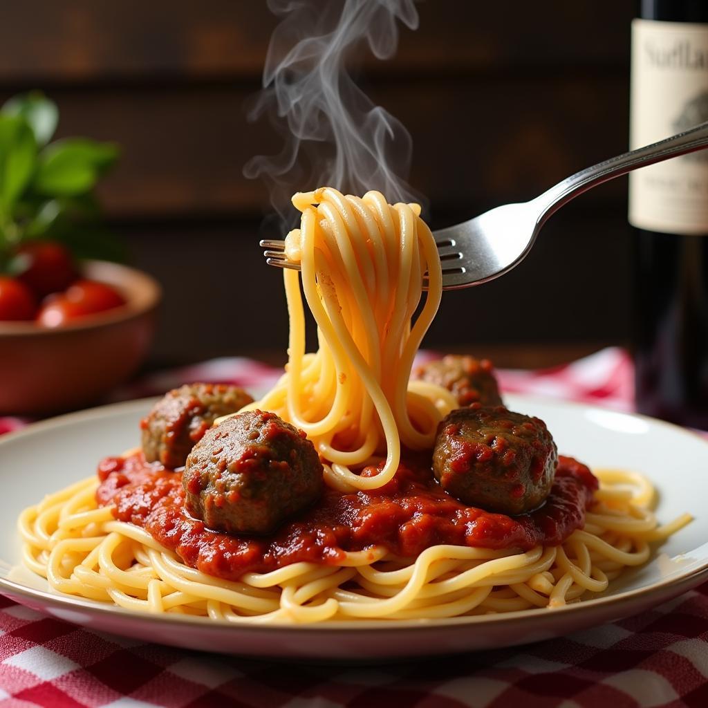 Classic Spaghetti and Meatballs made with Food Club Spaghetti Sauce Mix