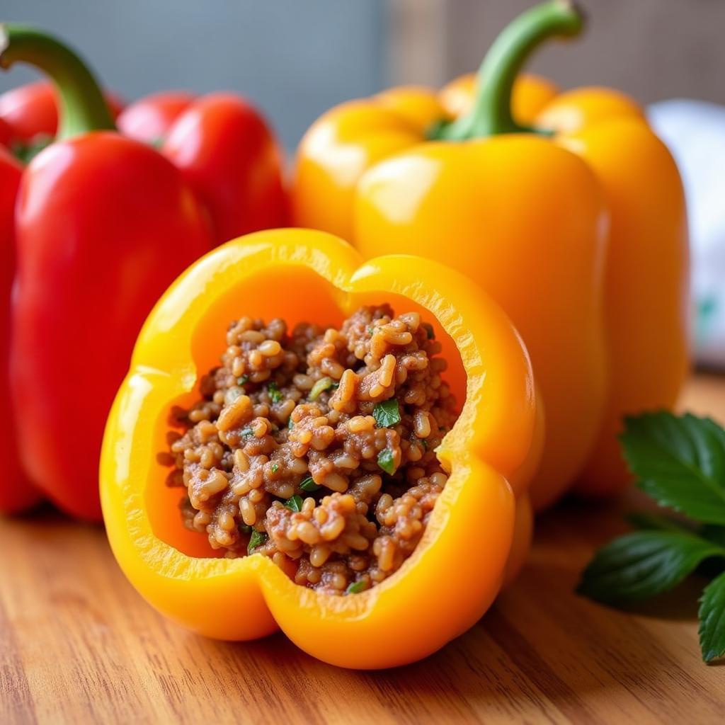 Stuffed Bell Peppers made with Food Club Spaghetti Sauce Mix