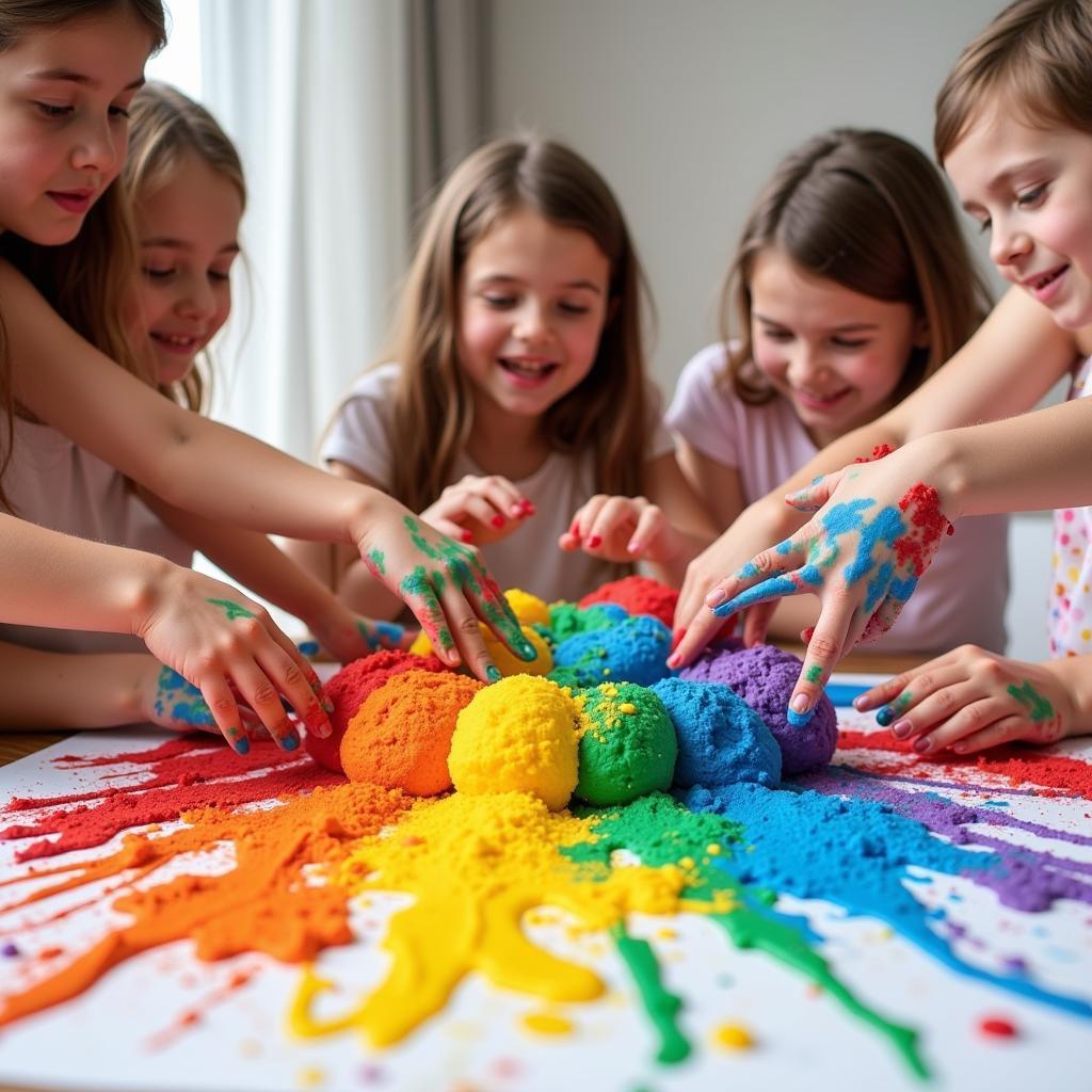 Kids having fun with food coloring activities