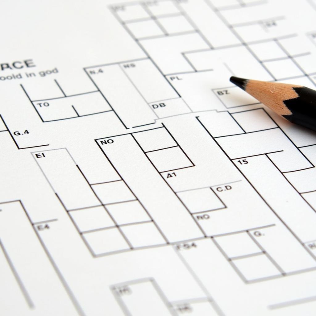 Solving a food crossword puzzle with pen and pencil