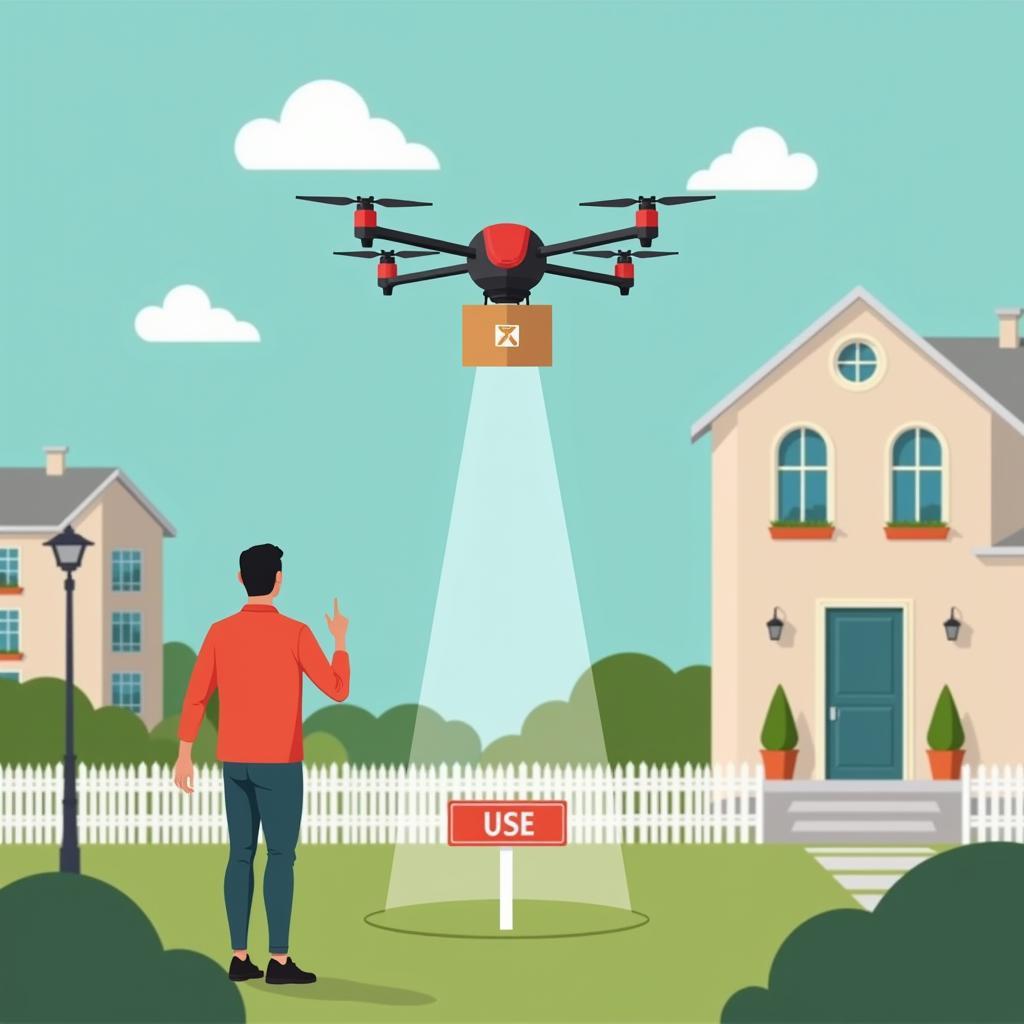 Food Delivery Drone Landing at Customer Location