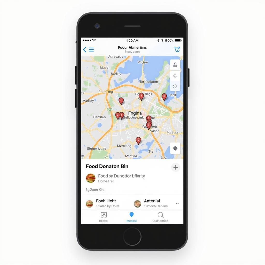 Interactive map showing food donation bin locations