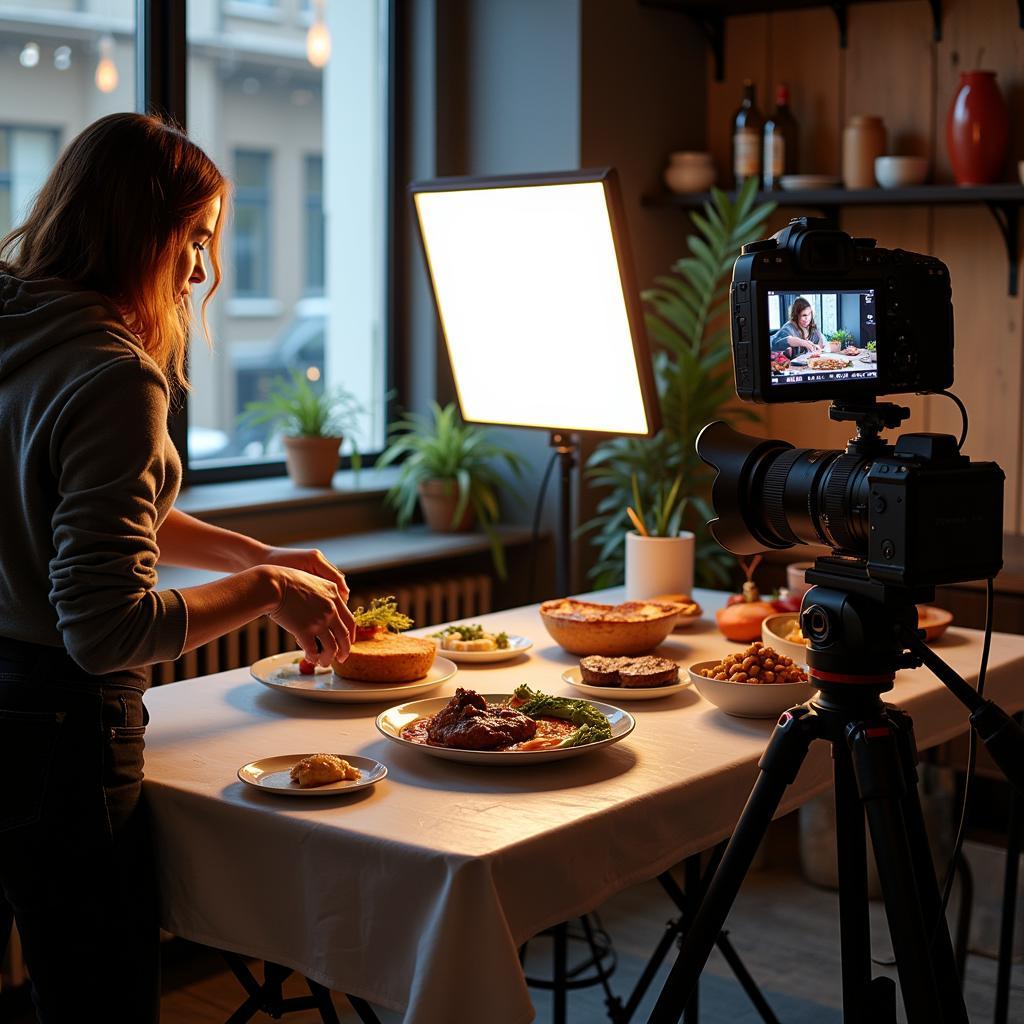 Professional Food Filming Equipment Setup