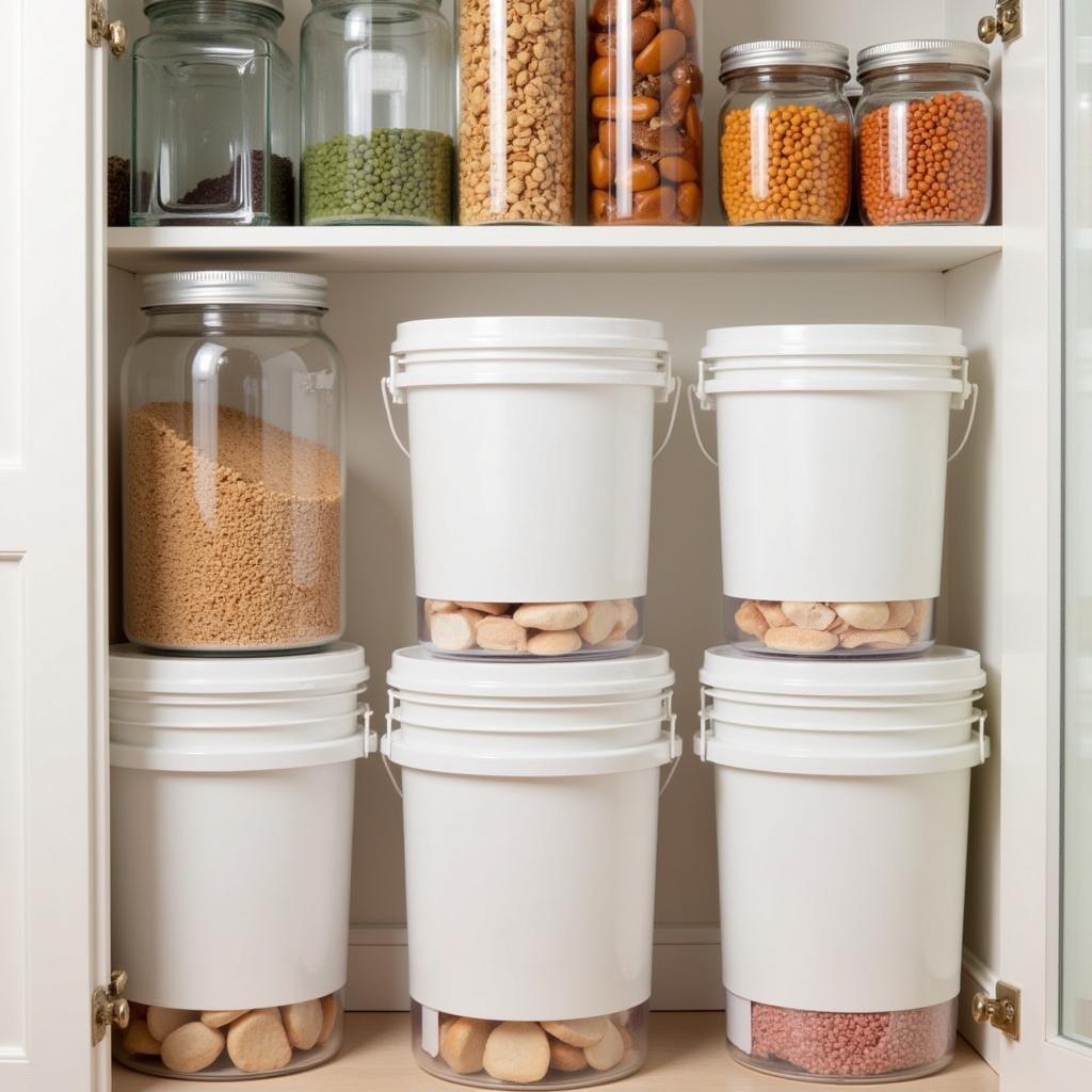 Food Grade 5 Gallon Buckets with Gamma Lids in Storage