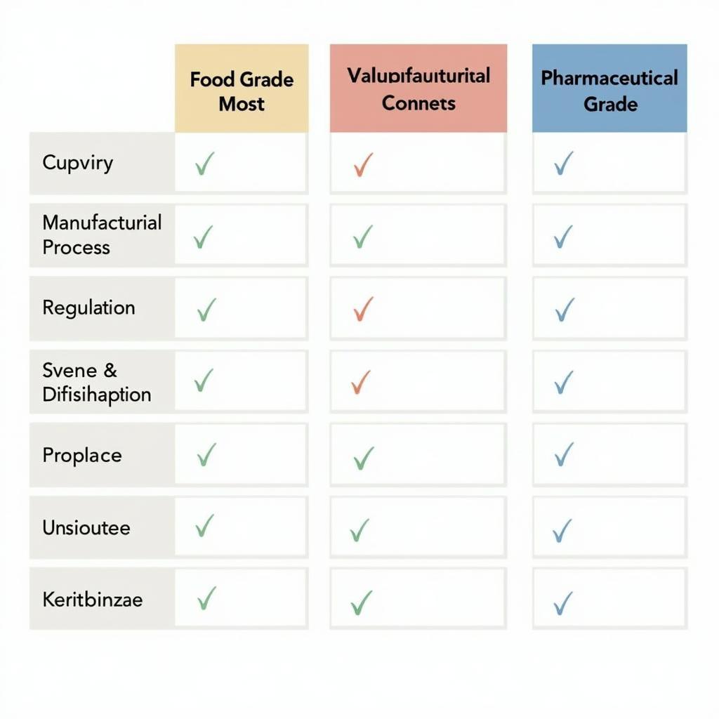 Food Grade vs. Pharmaceutical Grade Comparison Chart