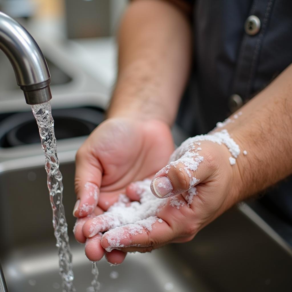 Food Handler Demonstrating Proper Handwashing