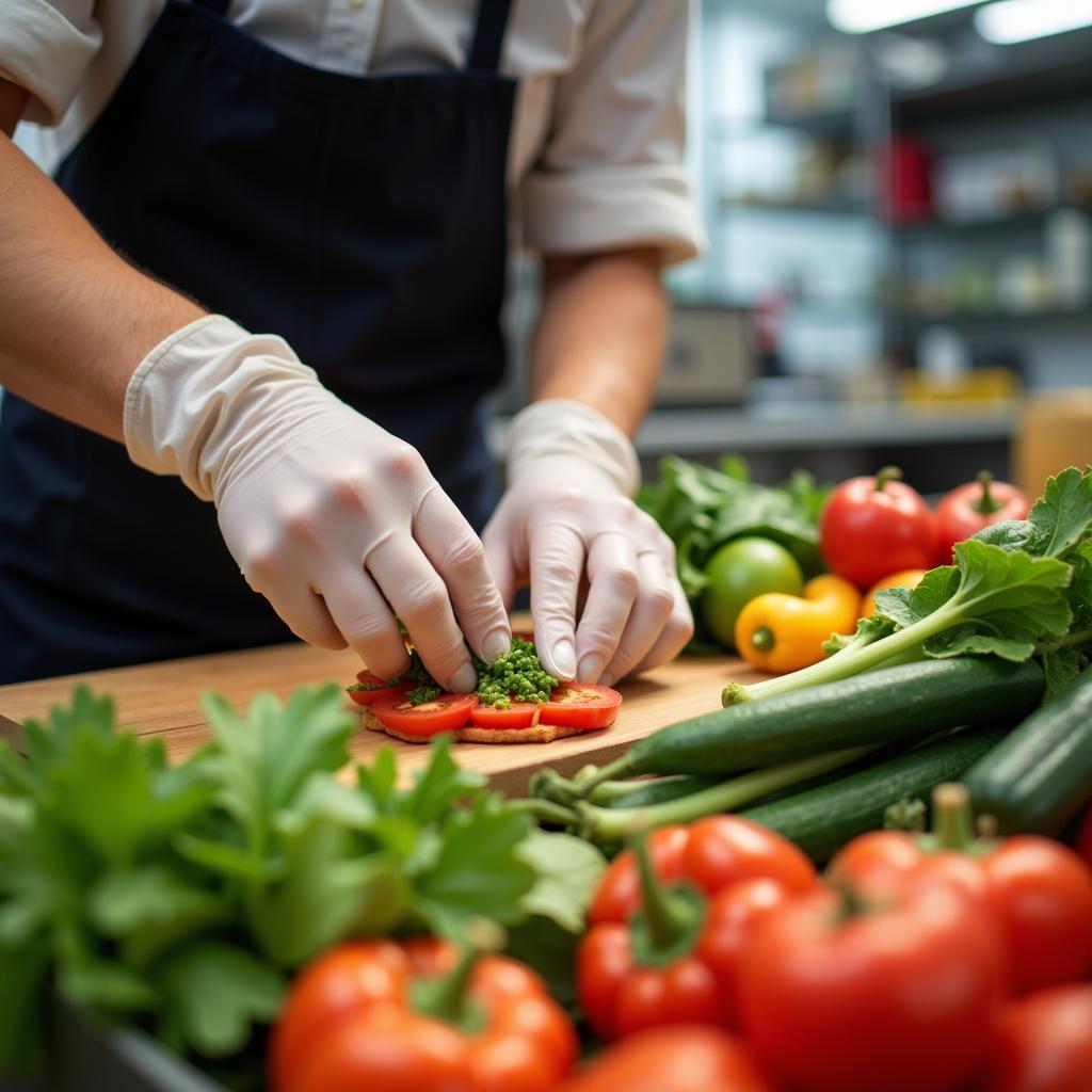 Food Handler Wearing Gloves Fresno