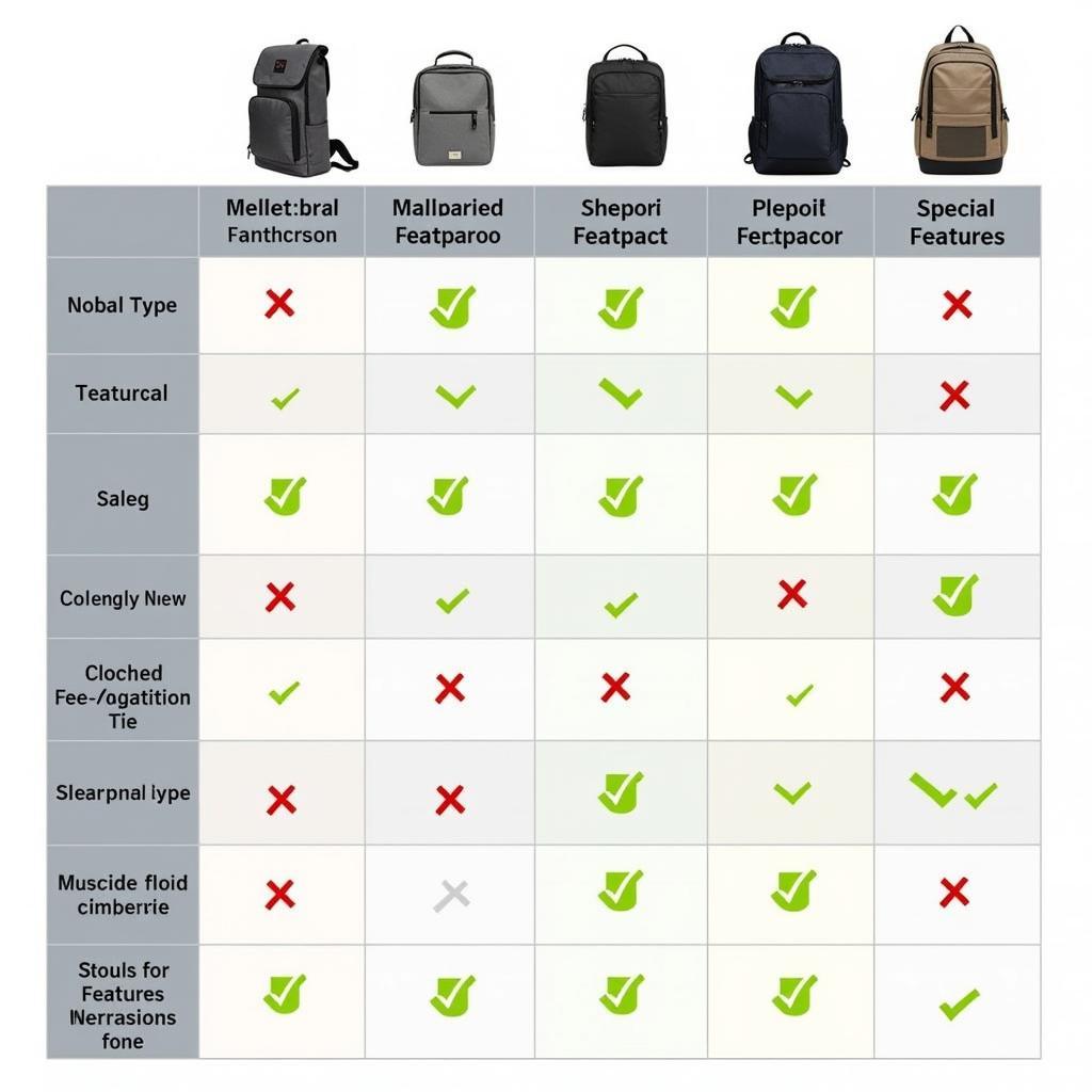 A comparison chart highlighting the features of different food insulated backpacks.