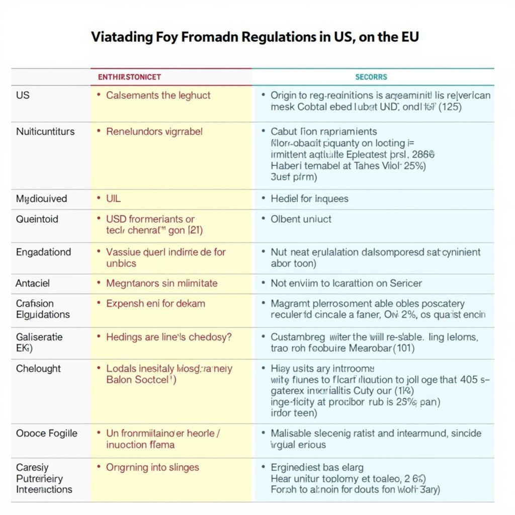 Food Labeling Regulations Comparison Chart