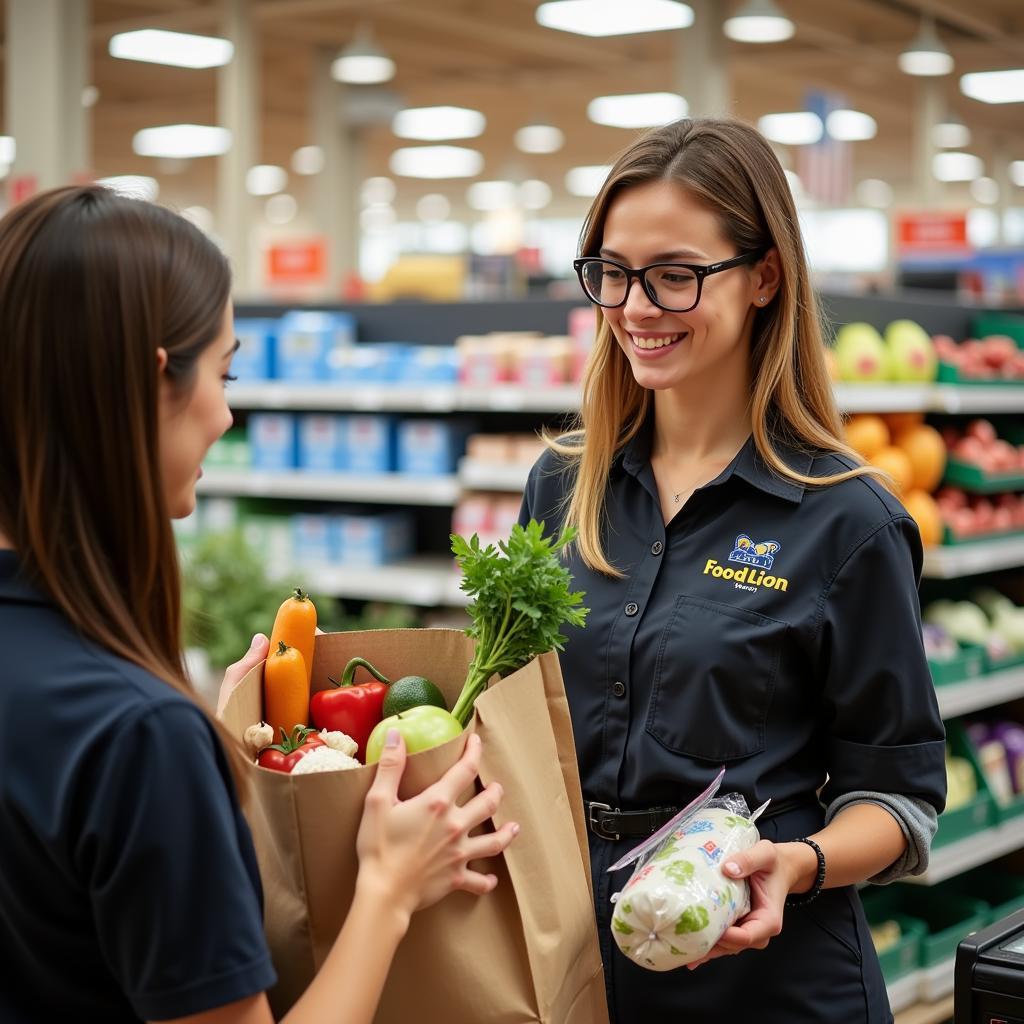 Food Lion Cashier Bagging Groceries