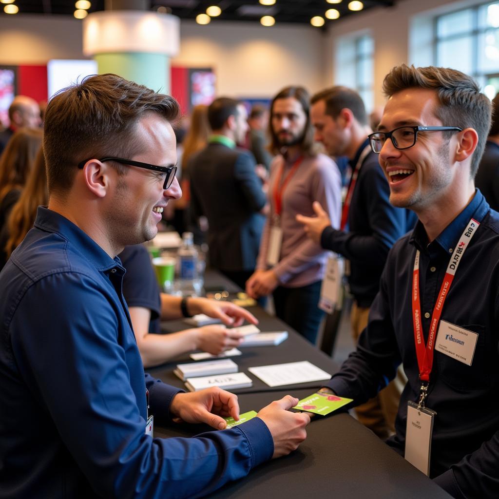 Attendees networking at a food marketing conference