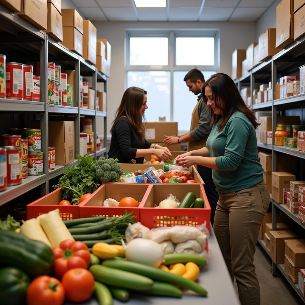 Volunteers Sorting Food at Butner NC Food Pantry