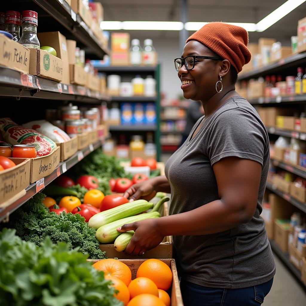 Client choosing food at a pantry