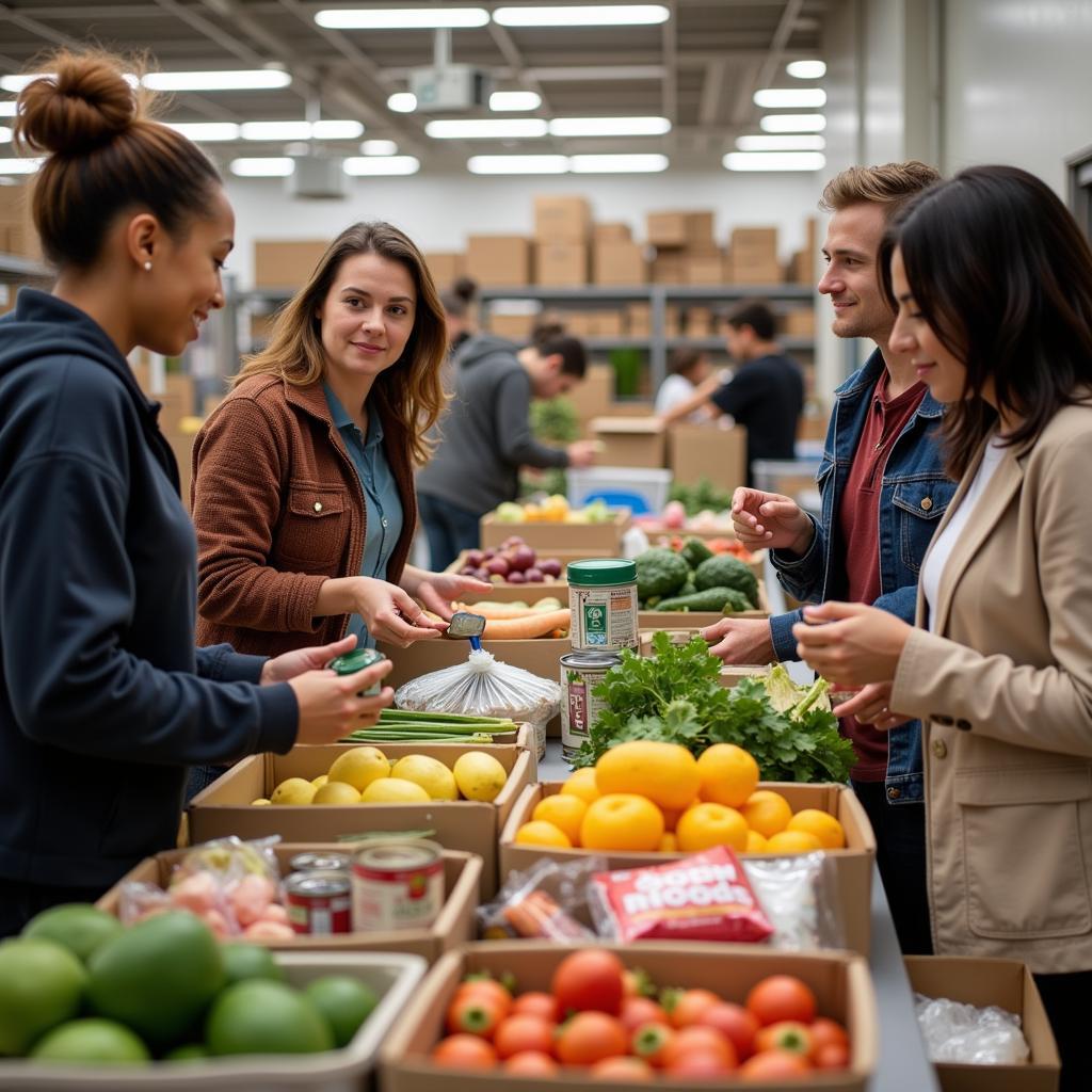 Volunteers Helping Families at a Food Pantry