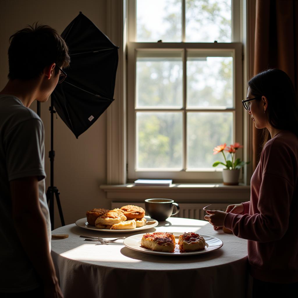 Food photography lighting setup.