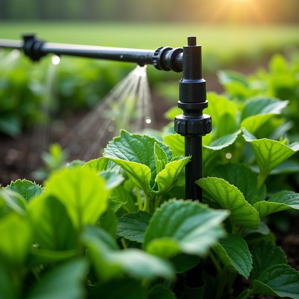 Drip irrigation system watering a food plot