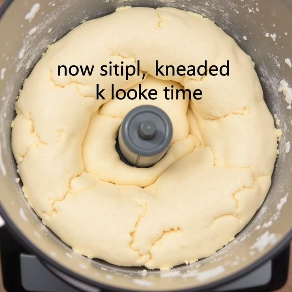 Food processor dinner roll dough being kneaded