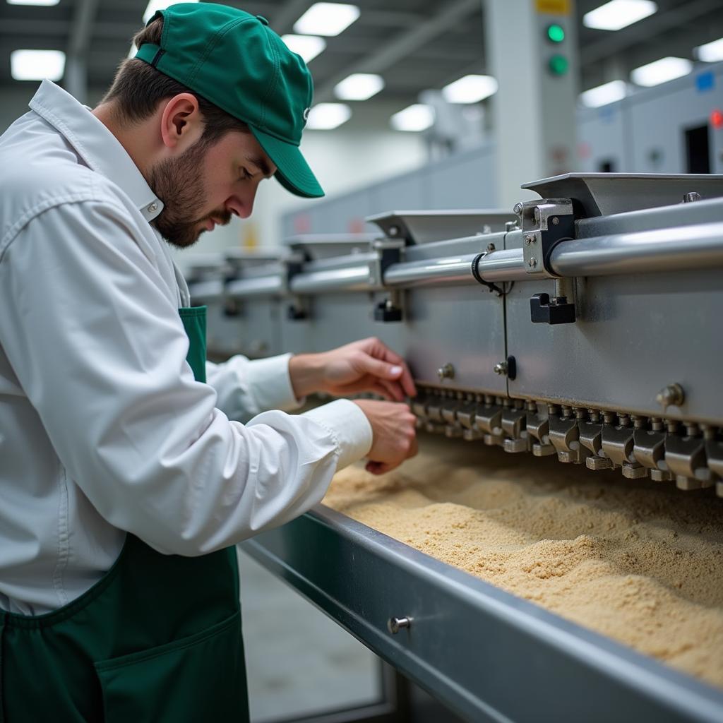 Food Production Worker Inspecting Seals