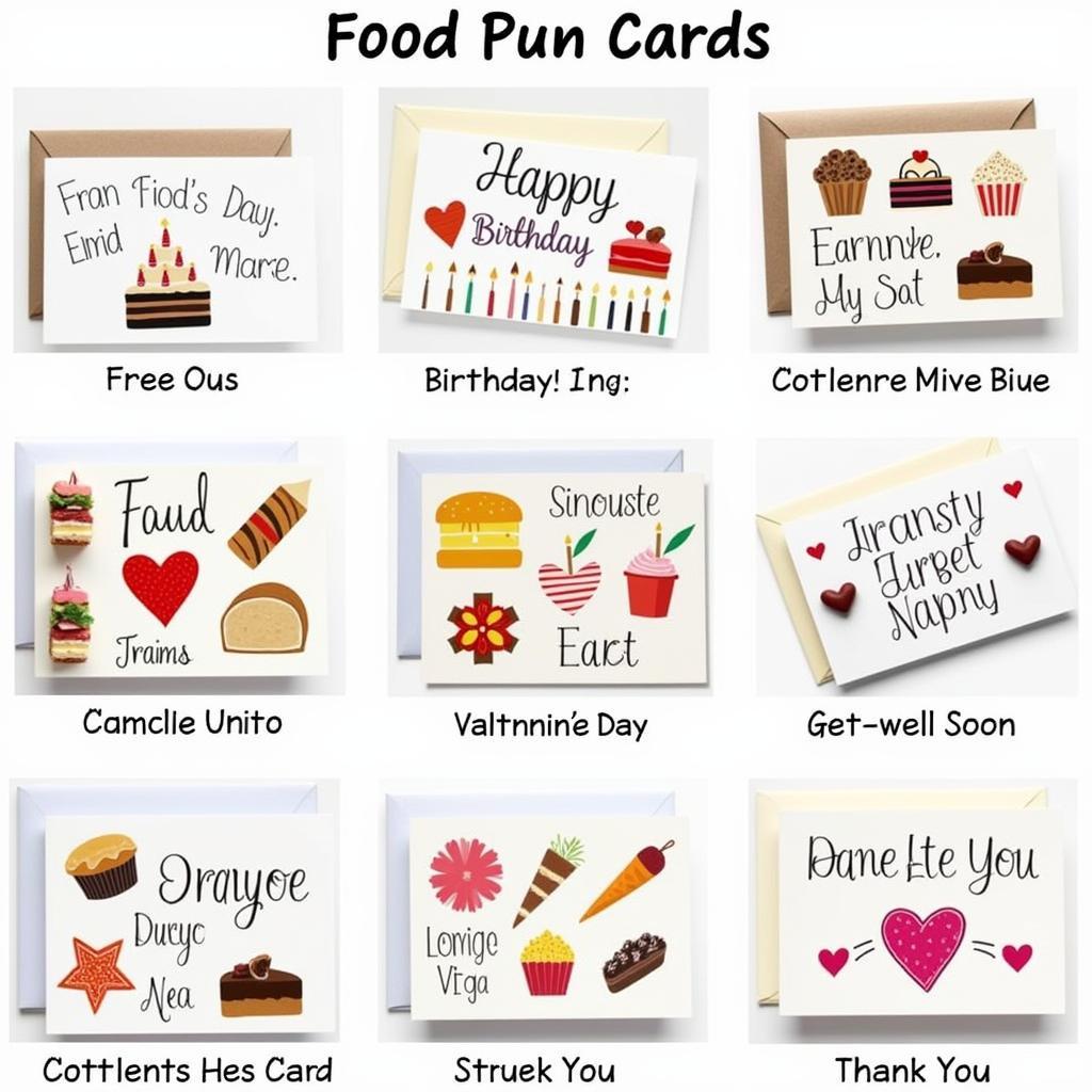 Food pun cards for various occasions