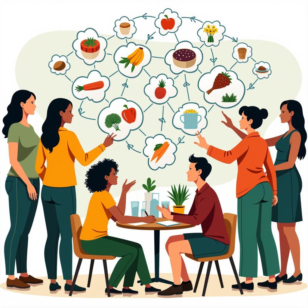 Diverse stakeholders collaborating within a food systems network