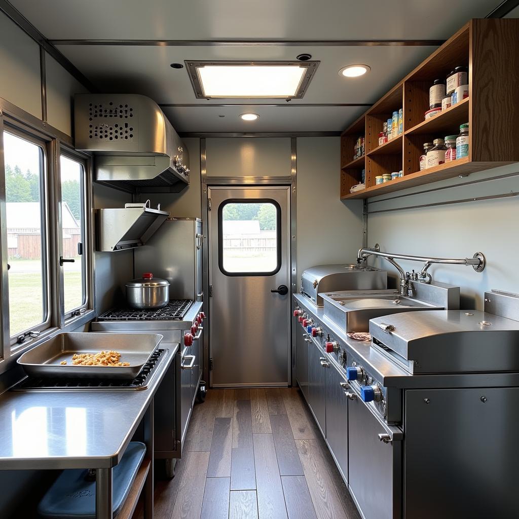 Food Trailer Interior with Essential Equipment