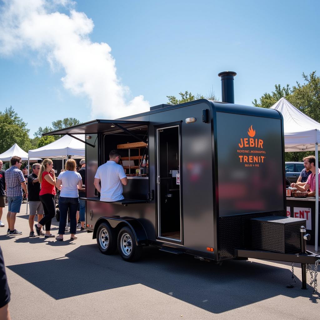 Food Trailer with Smoker Setup