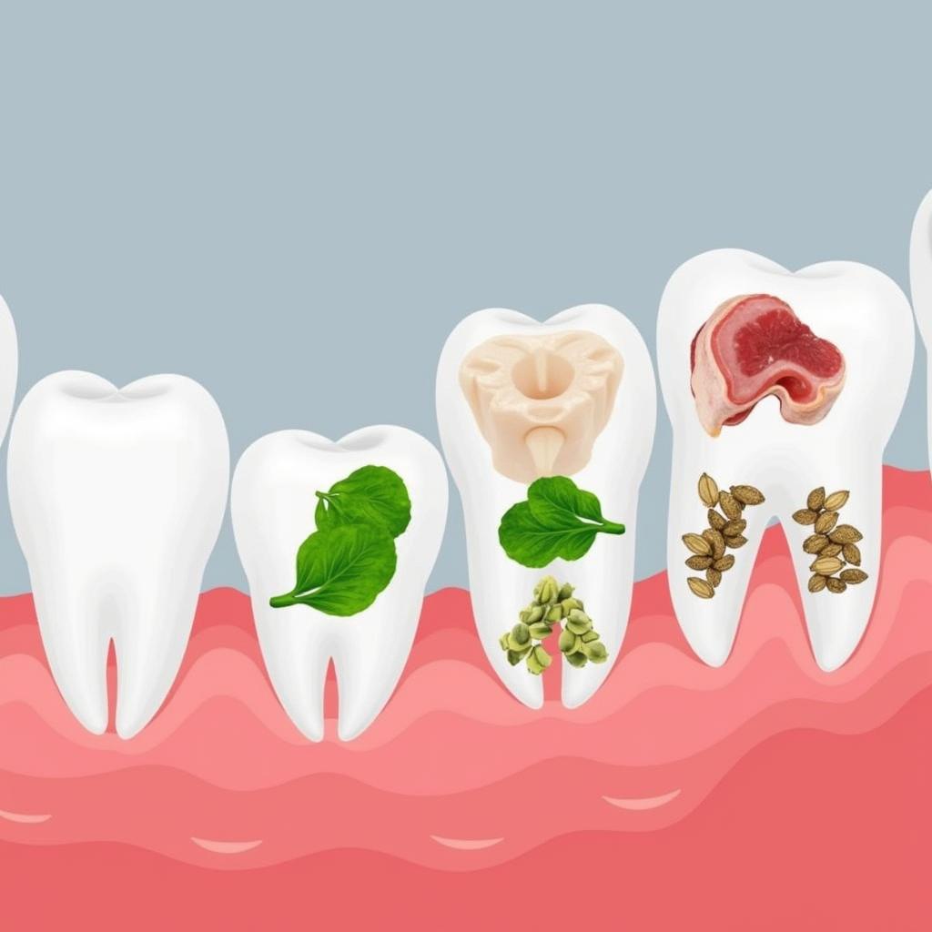 Food Trapped Between Teeth: Various Food Particles Stuck in Teeth