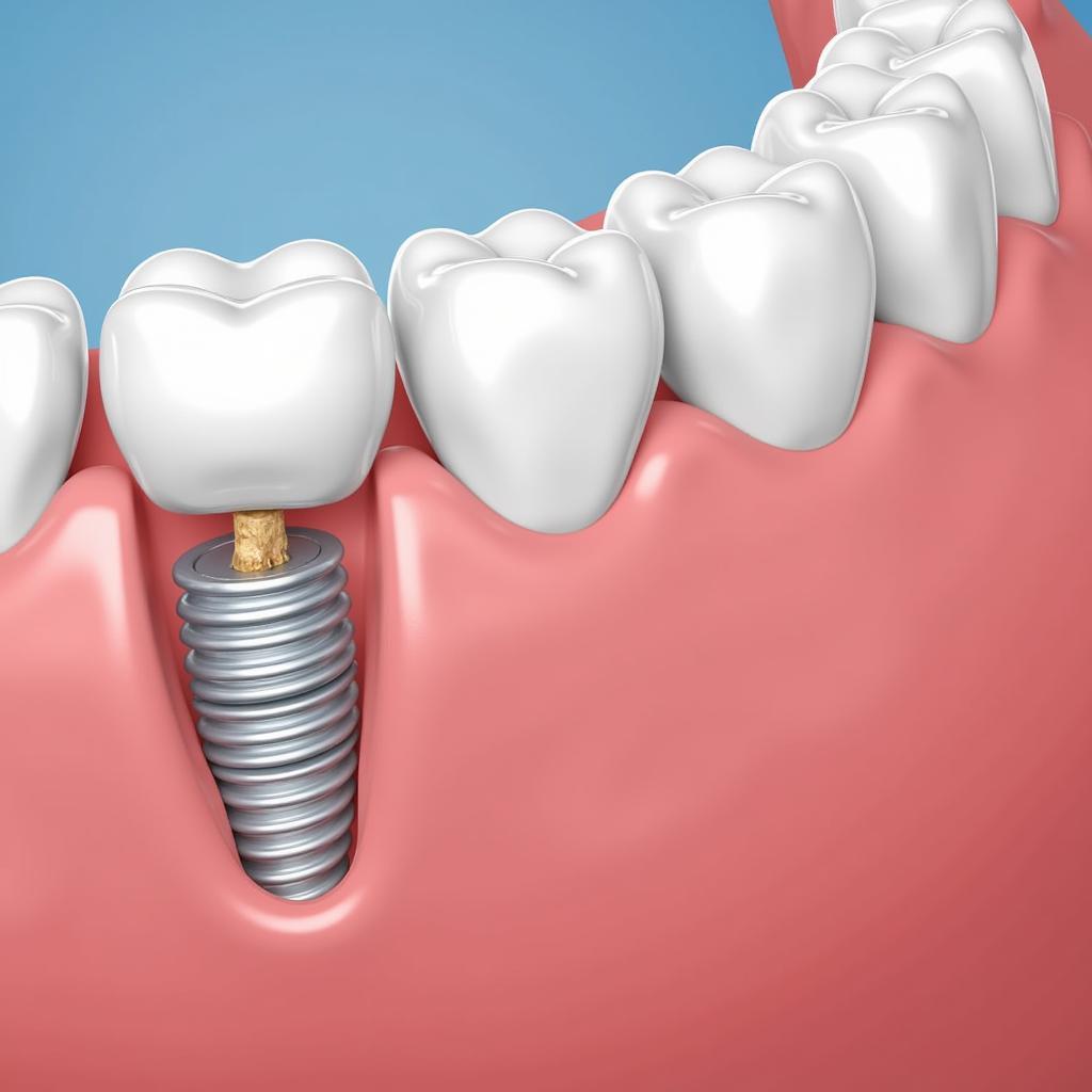 Food trapped under dental implant