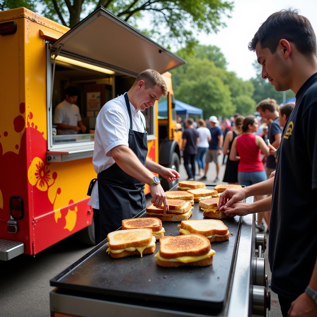 Food Truck Serving Grilled Cheese at an Outdoor Event