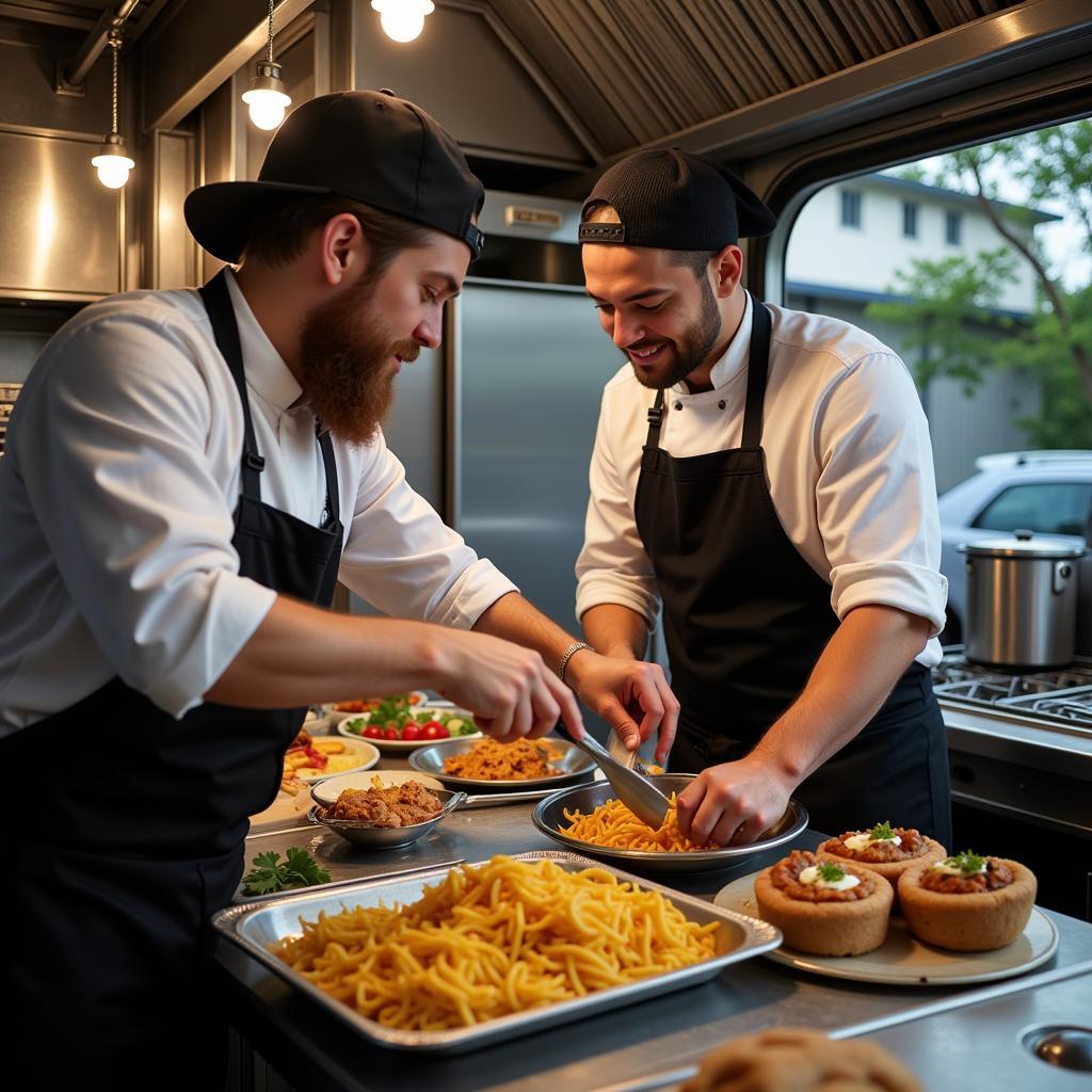 Chef Preparing Food in a Food Truck