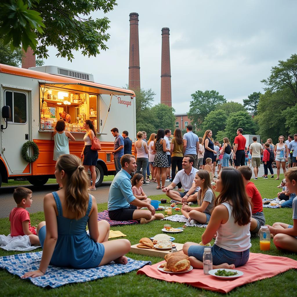 Community Gathering at a Food Truck Event