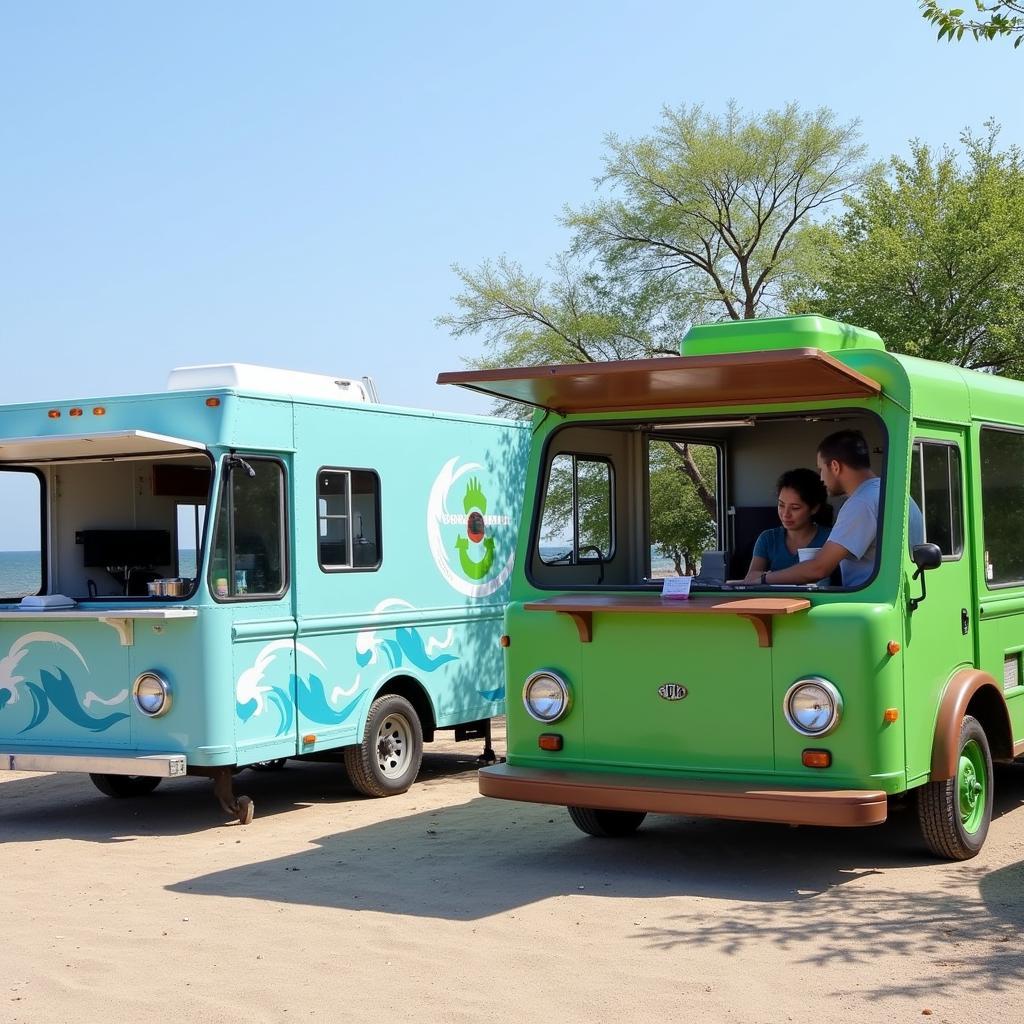 Food Truck with Cool Colors: Blue and Green