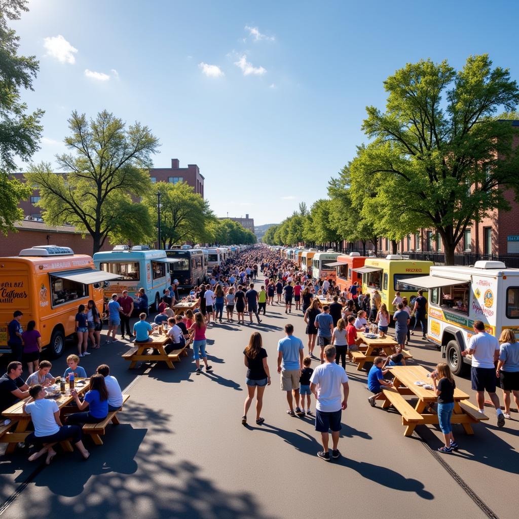 Vibrant Food Truck Festival Atmosphere