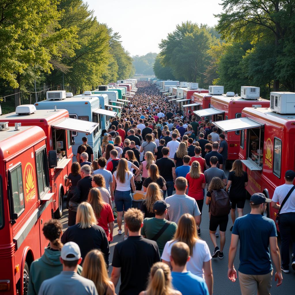 Crowds Enjoying a Food Truck Festival