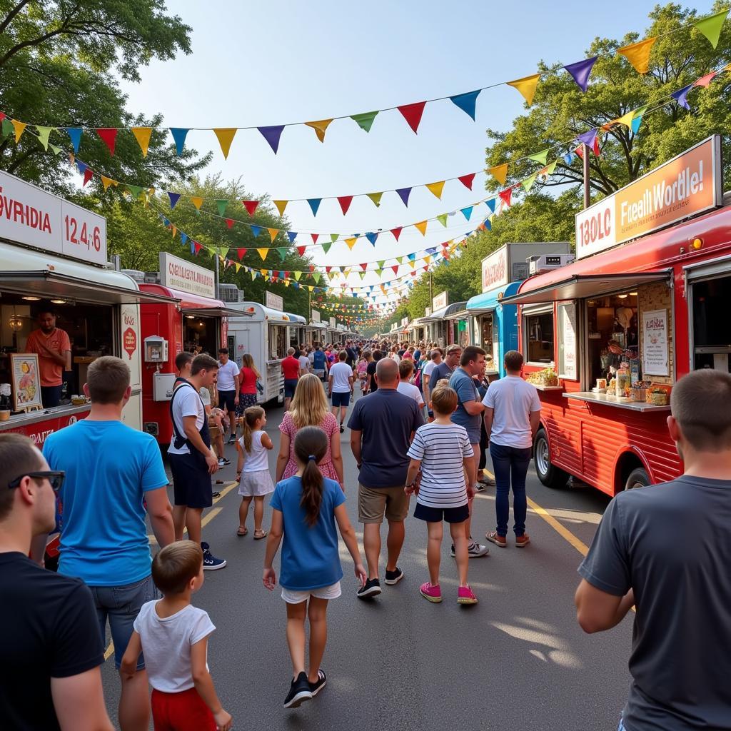 Vibrant Food Truck Festival Scene in Salem