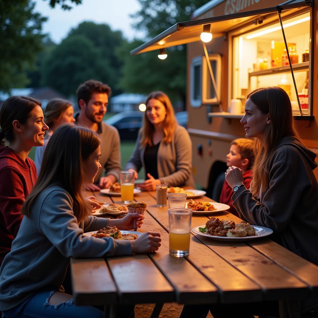 Families Enjoying Food Truck Friday at Roger Williams Park