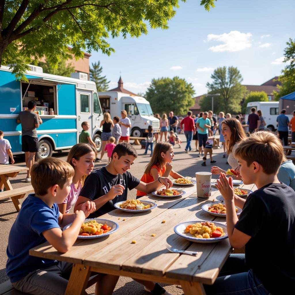 Families Enjoying Food Truck Friday Spanish Fork