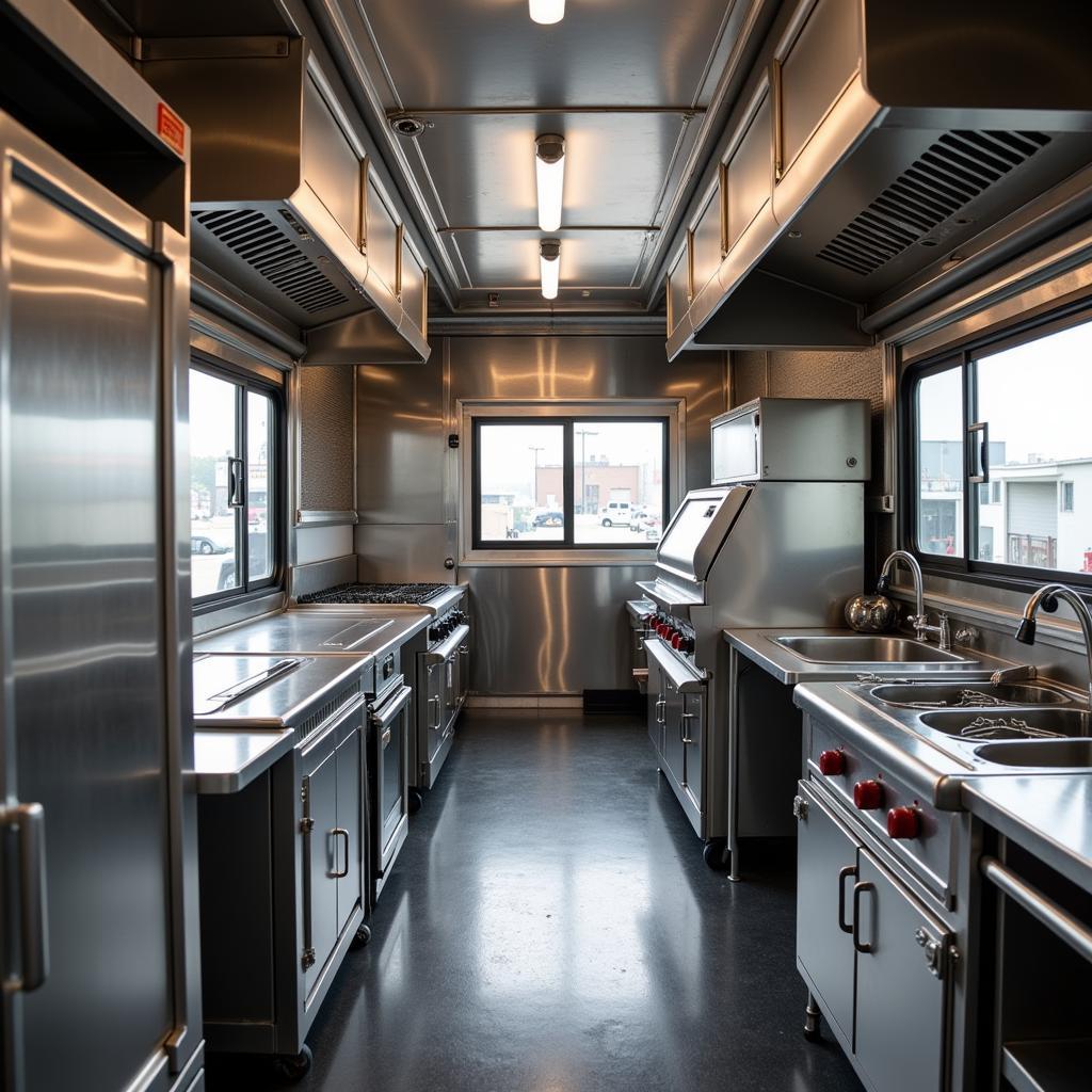 Modern Food Truck Interior with Professional Equipment