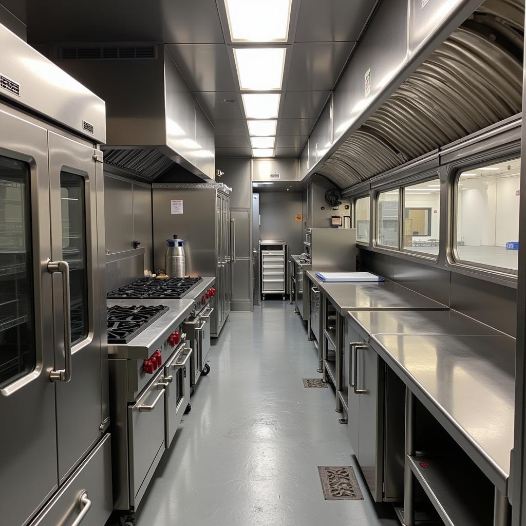 Inside a food truck kitchen, showcasing essential equipment in Jacksonville