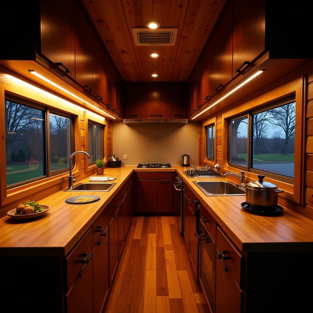 Food Truck Interior with Warm LED Lighting