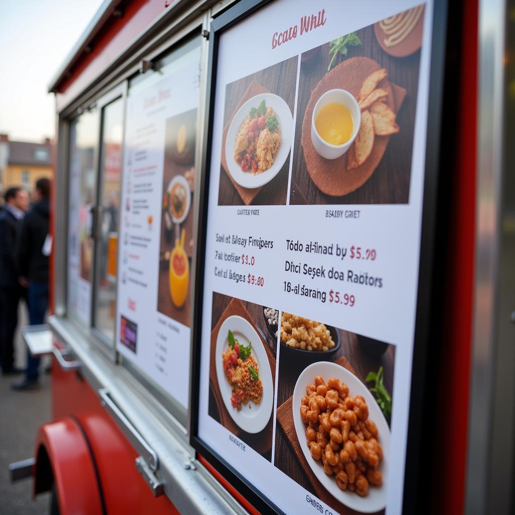 Food truck menu display at an event