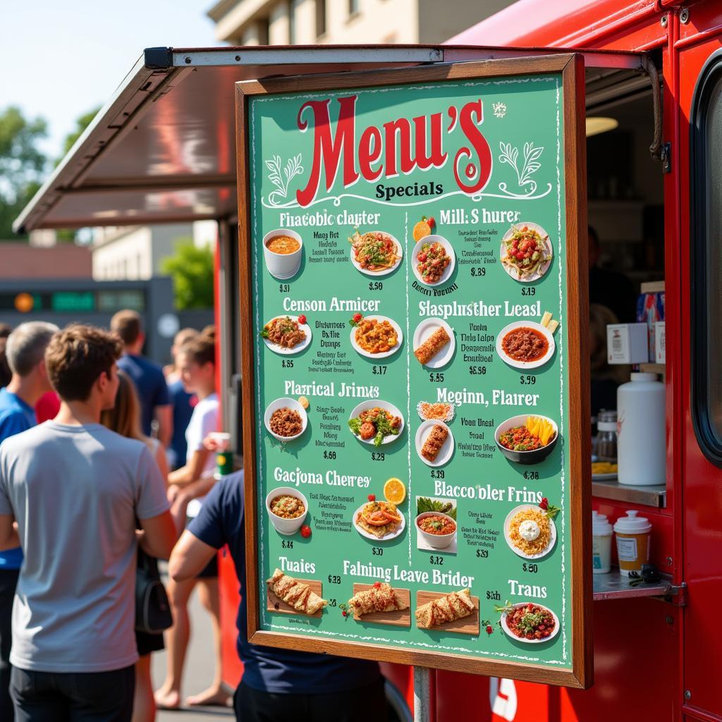 Food Truck Menu with Prices Displayed