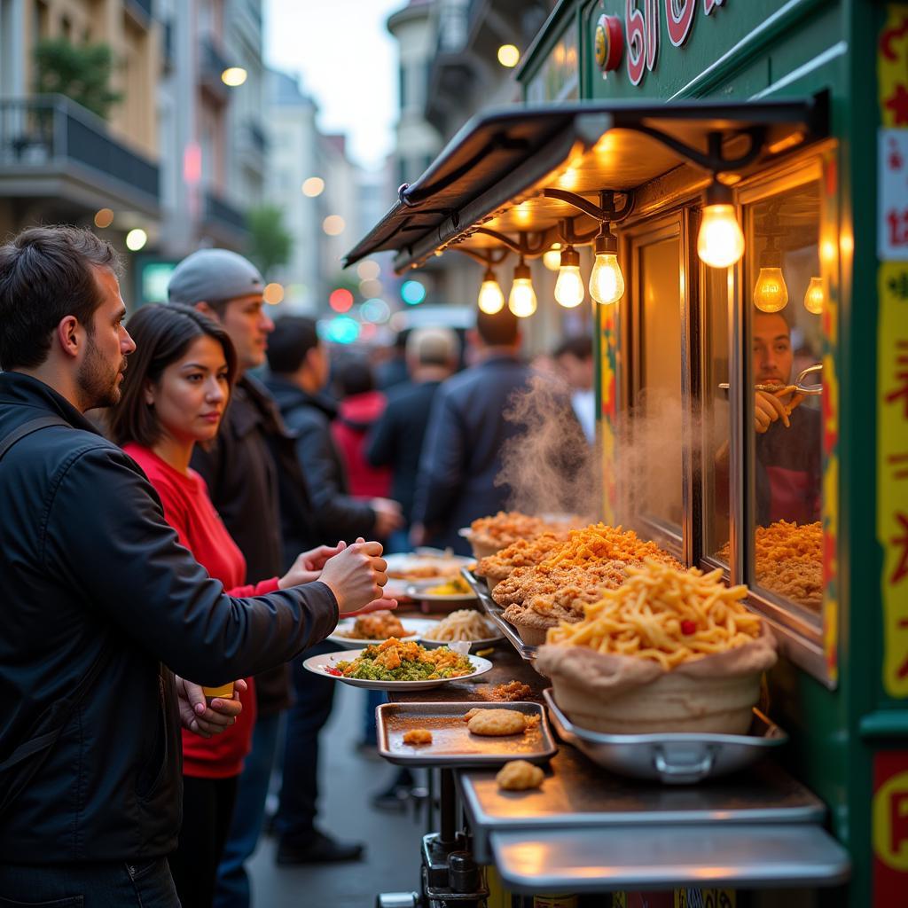 Food truck serving delicious street food