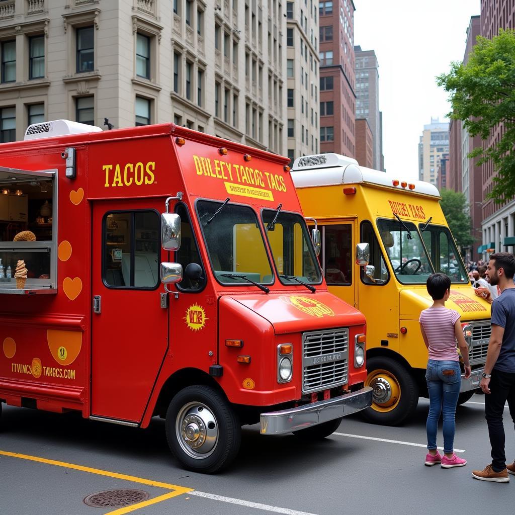 Food Truck with Warm Colors: Red, Orange, and Yellow