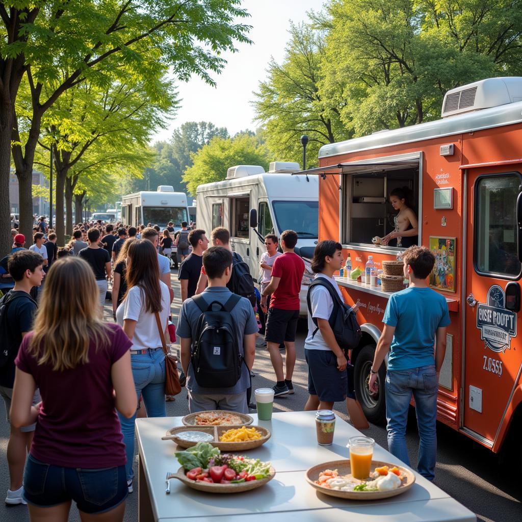 Students Enjoying Lunch at Food Truck Wednesday CU Anschutz