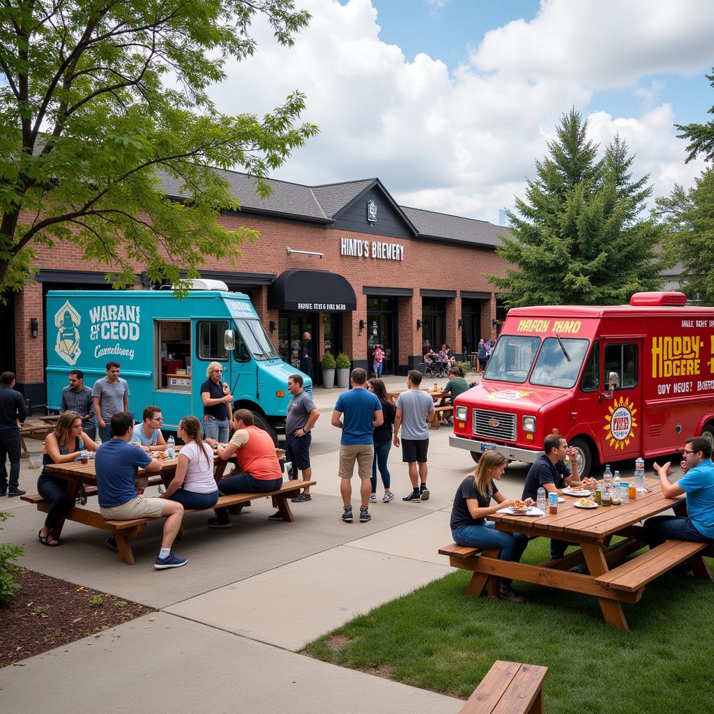 Food Trucks at a Brewery with Outdoor Seating