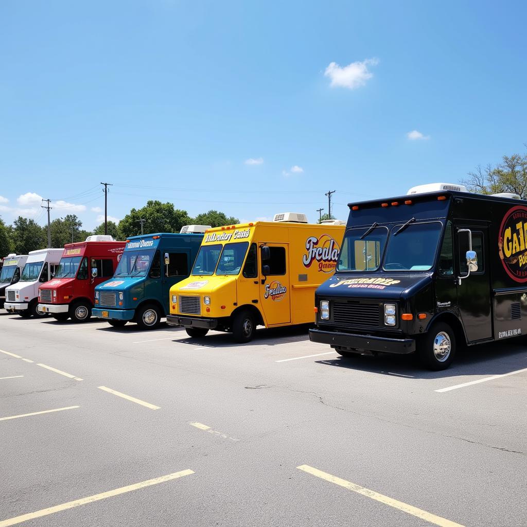 Food trucks for sale in Jacksonville, Florida lined up for viewing