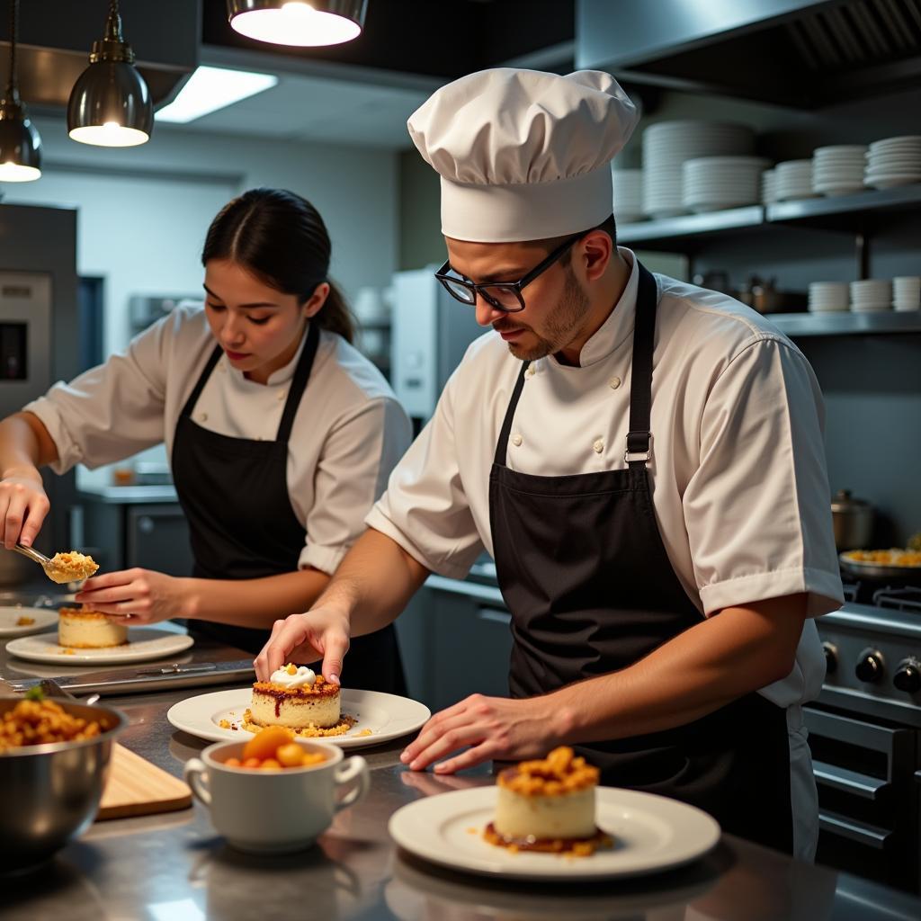 Chef and Baker working in a busy kitchen