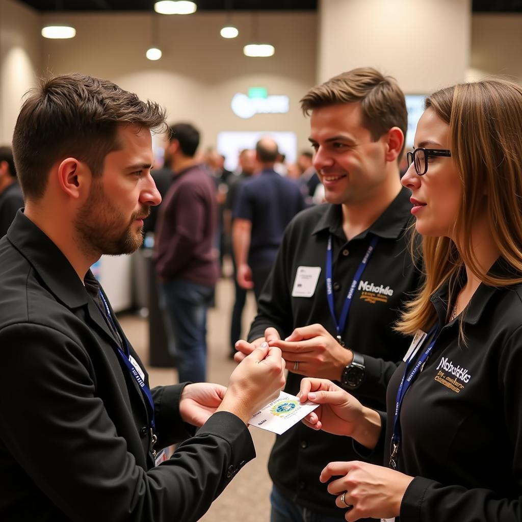 Food Vendors Networking at an Industry Event