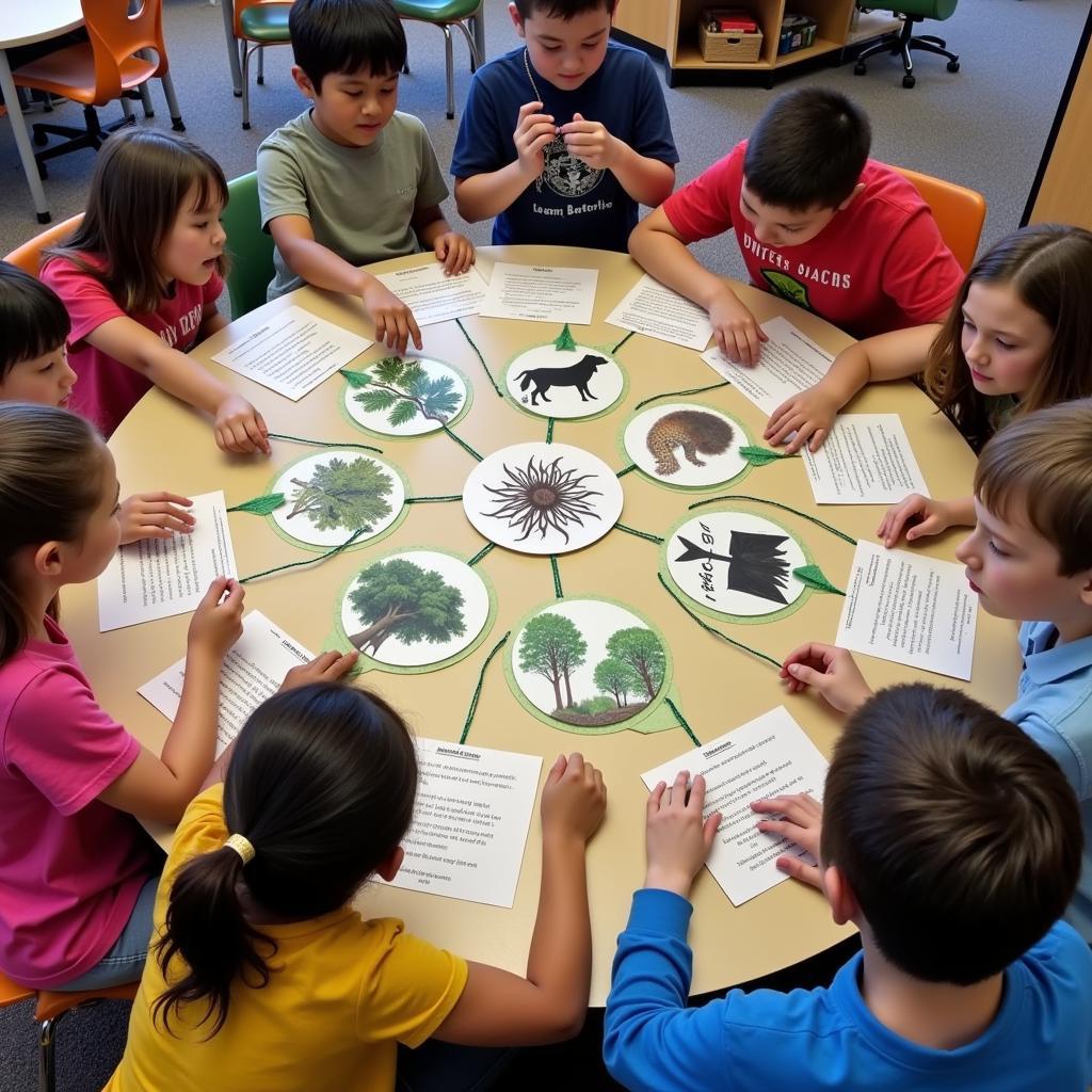 Food web cards used in an educational setting